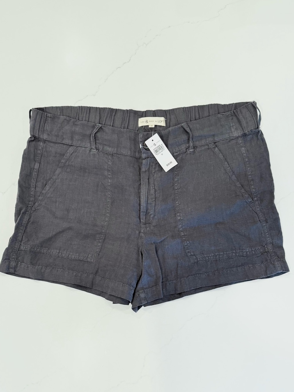NWT Lou & Grey for LOFT Womens Linen Shorts Charcoal Gray‎ Size M